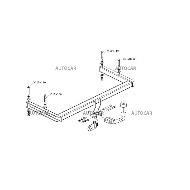 Anhängerkupplung für SUPERB - 4-türig, (3 U 4) - automat–AHK abnehmbar - von 2002 bis 2008