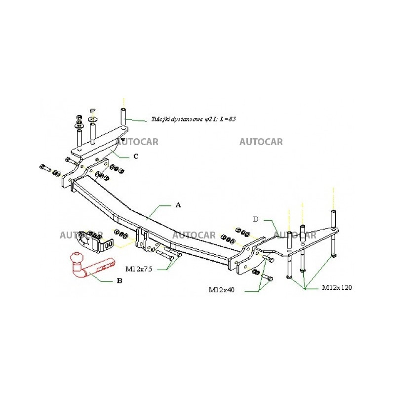 Anhängerkupplung für REXTON - - - manuell–AHK starr - von 2002 bis 2006