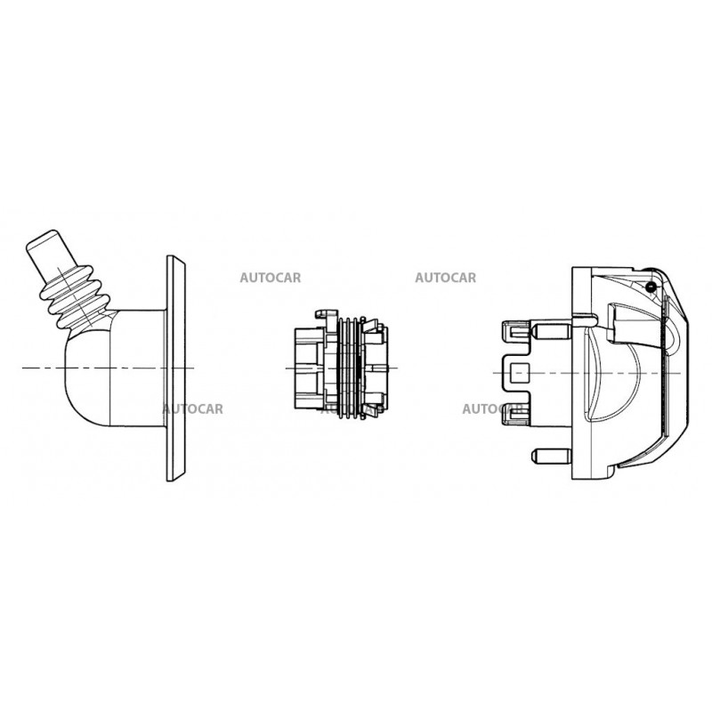 Steckdose 7 pin - wasserdicht - mit dichtung frei positionierbar in 60° Schritten Kabelausgang