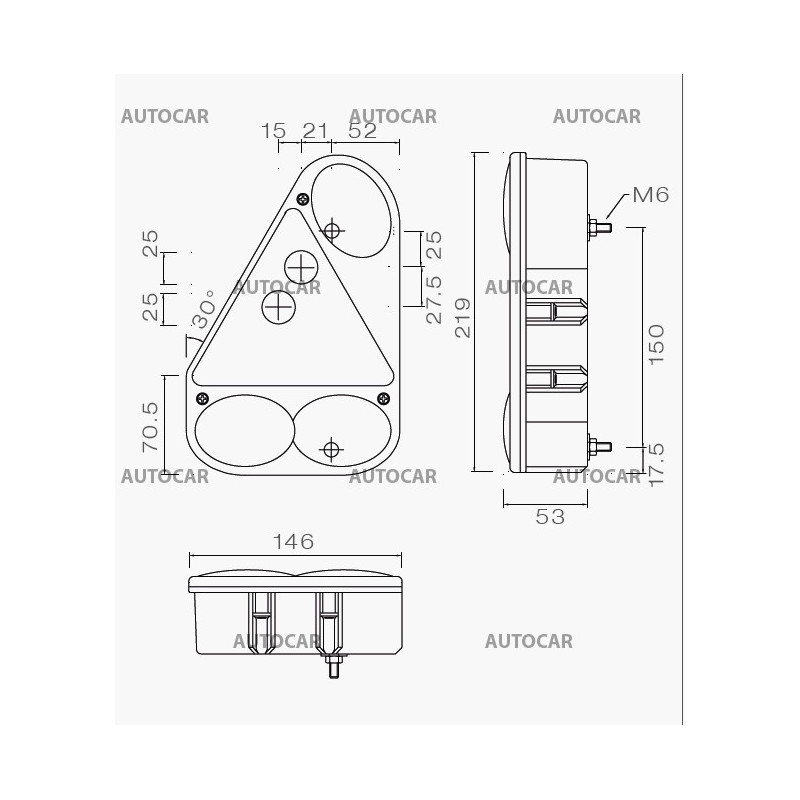 Aspöck Earpoint 3 III Leuchte rechts Bajonettanschluss mit Rückfahrlicht
