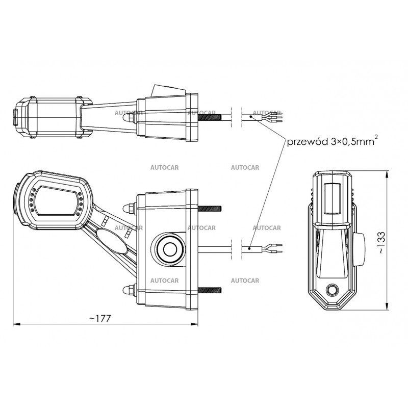 Seitenmarkierungsleuchte mit Rückfahrsensor - rechts kurz