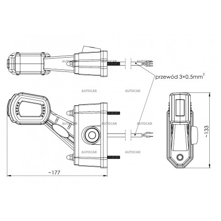 Seitenmarkierungsleuchte mit Rückfahrsensor - rechts kurz