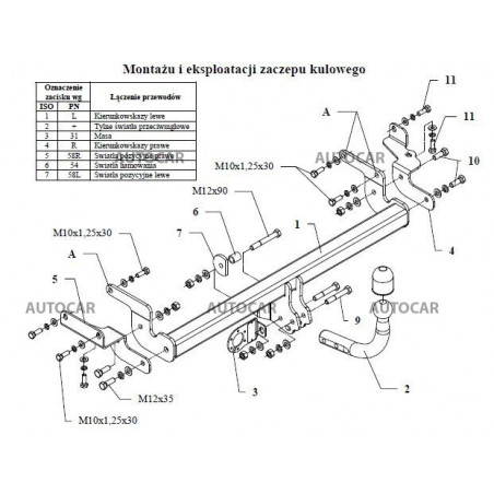 Anhängerkupplung für LANCER - 4-türig ( JT 41 ) - automat–AHK abnehmbar - von 2003 bis 2008