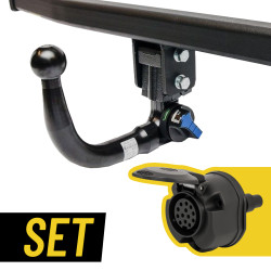 Vertikal abnehmbare Anhängerkupplung mit universeller 13/8-Poliger E-Satz für Skoda OCTAVIA II.