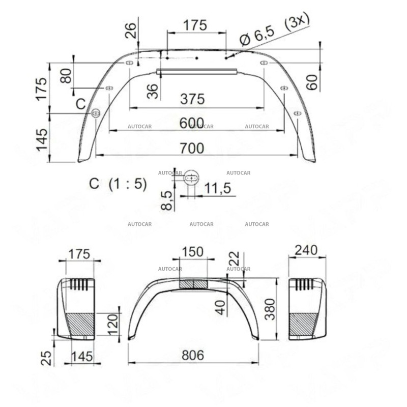 Kotflügel AL-KO BKS EA 240 – 15"/240 mm