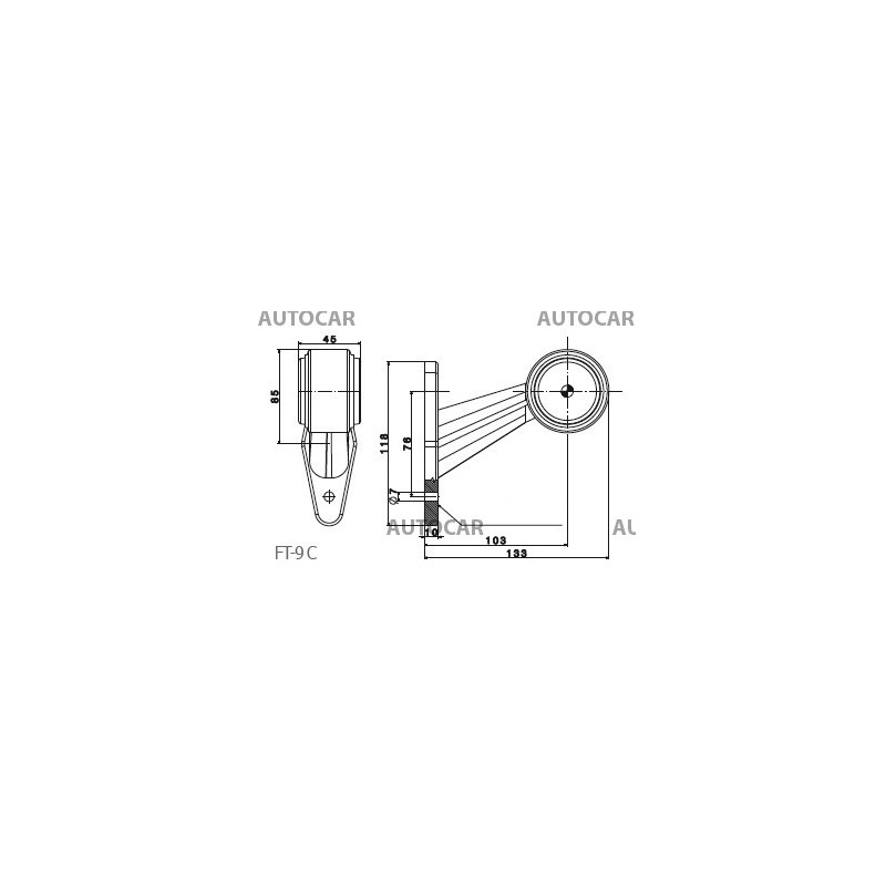 Fajka LED kratka šikma