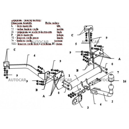 Anhängerkupplung für VANETTE CARGO - (C 23 M/C) - automat–AHK abnehmbar - von 1995